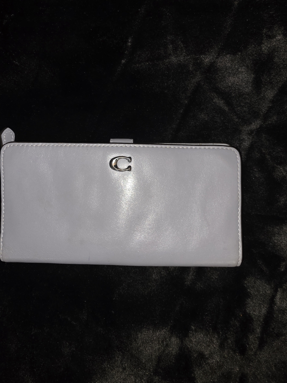 Coach Slate Blue Leather Continental Wallet with Embossed Logo